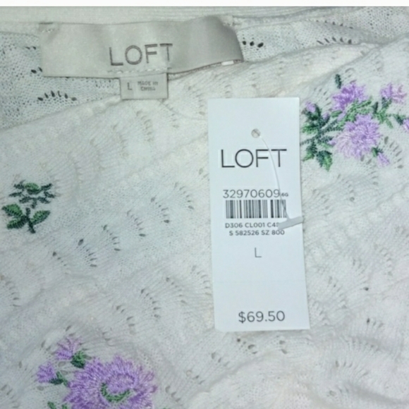 NWT Loft Embroidered Cardigan Size Large - Picture 6 of 7